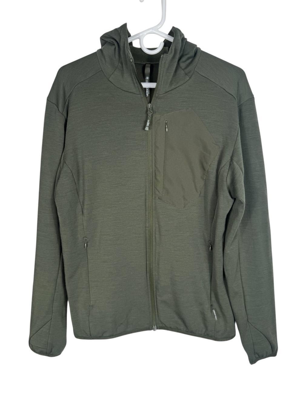 Merino Tech Active Wool Blend Insulation Hoodie Jacket, Olive Green, Size L